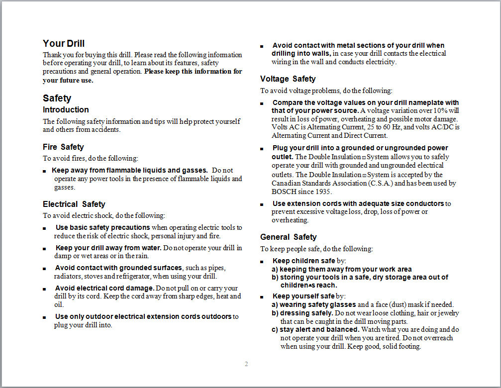 drill instructions, instruction writing, layout and design